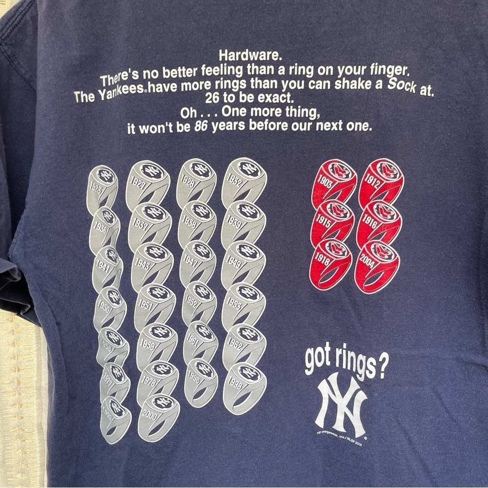 Vintage Lee New York Yankees MLB Baseball Got Rings World Series Tee M - Picture 5 of 8